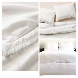 Casaluna Heavyweight Linen Blend Duvet Cover & Sham Set White Full/Queen.